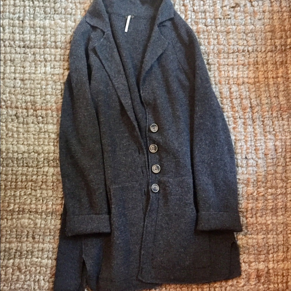 Free people wool button down sweater